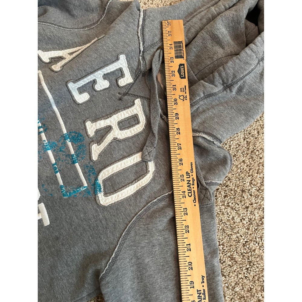Vintage Y2K Aeropostale Men Hoodie Medium Gray Aero Ath Dept Pullover Sweatshirt - Picture 6 of 6